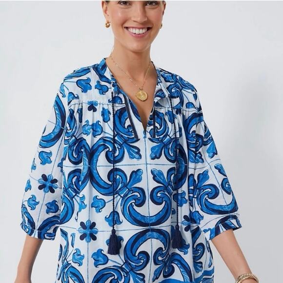 Tuckernuck TNUCK BEACH Capri Blue Majolica Tile Bondi Coverup Sz 3XL - Picture 11 of 11